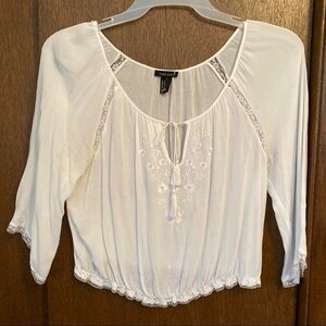 Forever 21 White Boho Crop Top